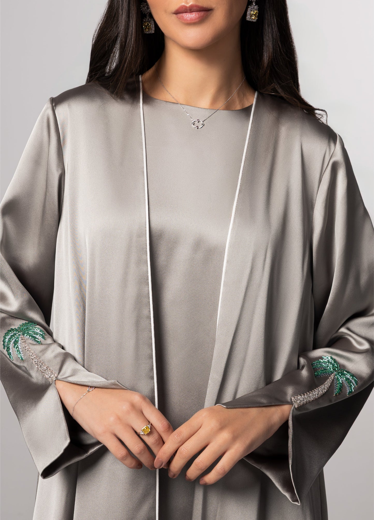Al Anoud Abaya — Silver Green