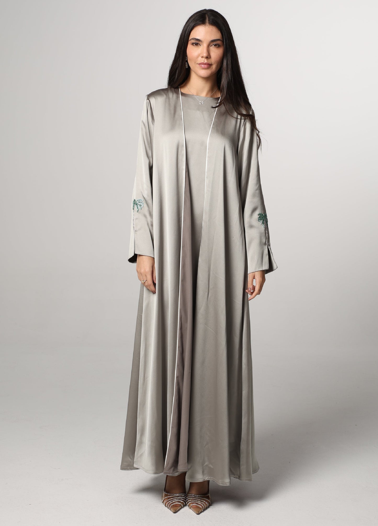 Al Anoud Abaya — Silver Green